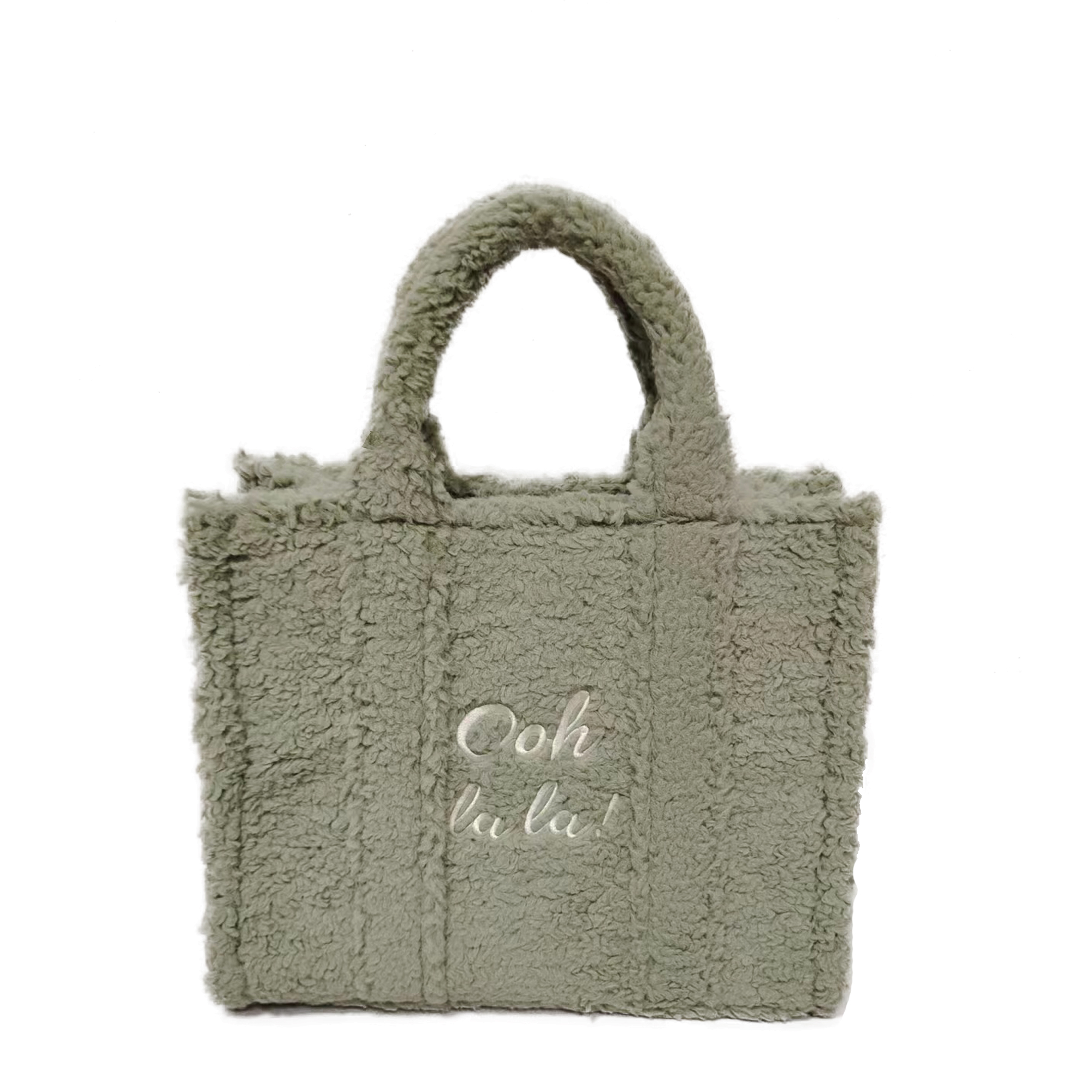 SALIA Teddytasche Flauschtasche Oh LaLa light olive